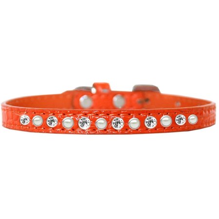 MIRAGE PET PRODUCTS Pearl and Clear Jewel Croc Dog CollarOrange Size 16 720-08 ORC16